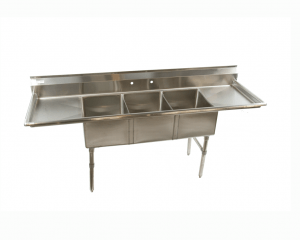 3 Compartment Sink 18x21x14 With 24 Double Drain Boards